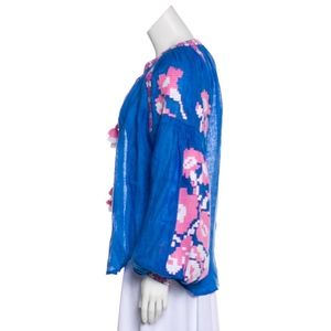 March 11 Tops - March 11 Flower Pixel Embroidered Blouse March 11 Tops - March 11 Flower Pixel Embroidered Blouse
